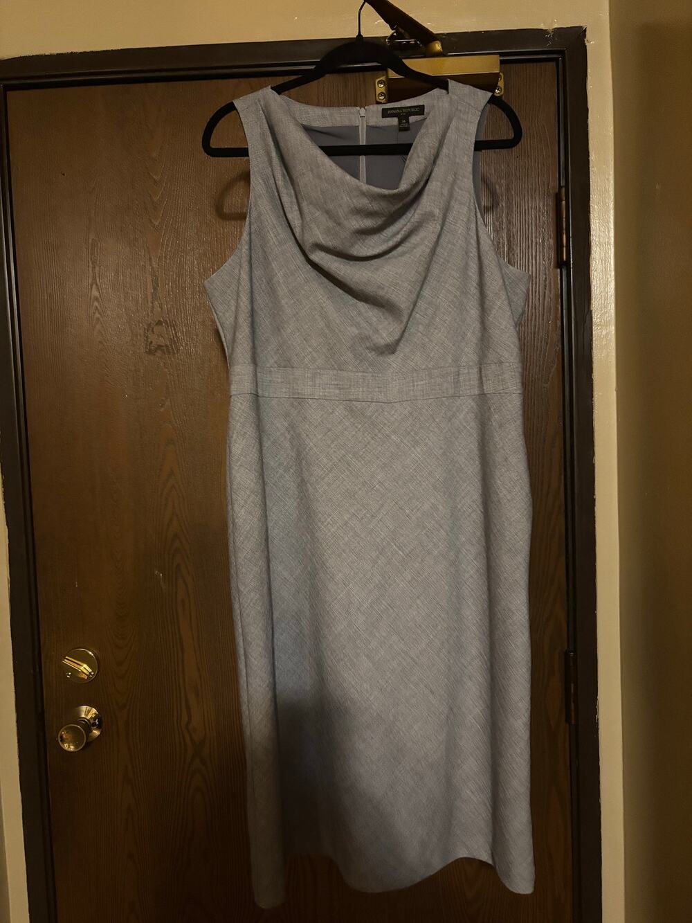 NWT Banana Republic Gray Fall Preppy Professional Workwear Cowl Neck Midi Dress